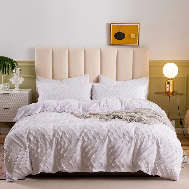 White pinch pleat duvet cover