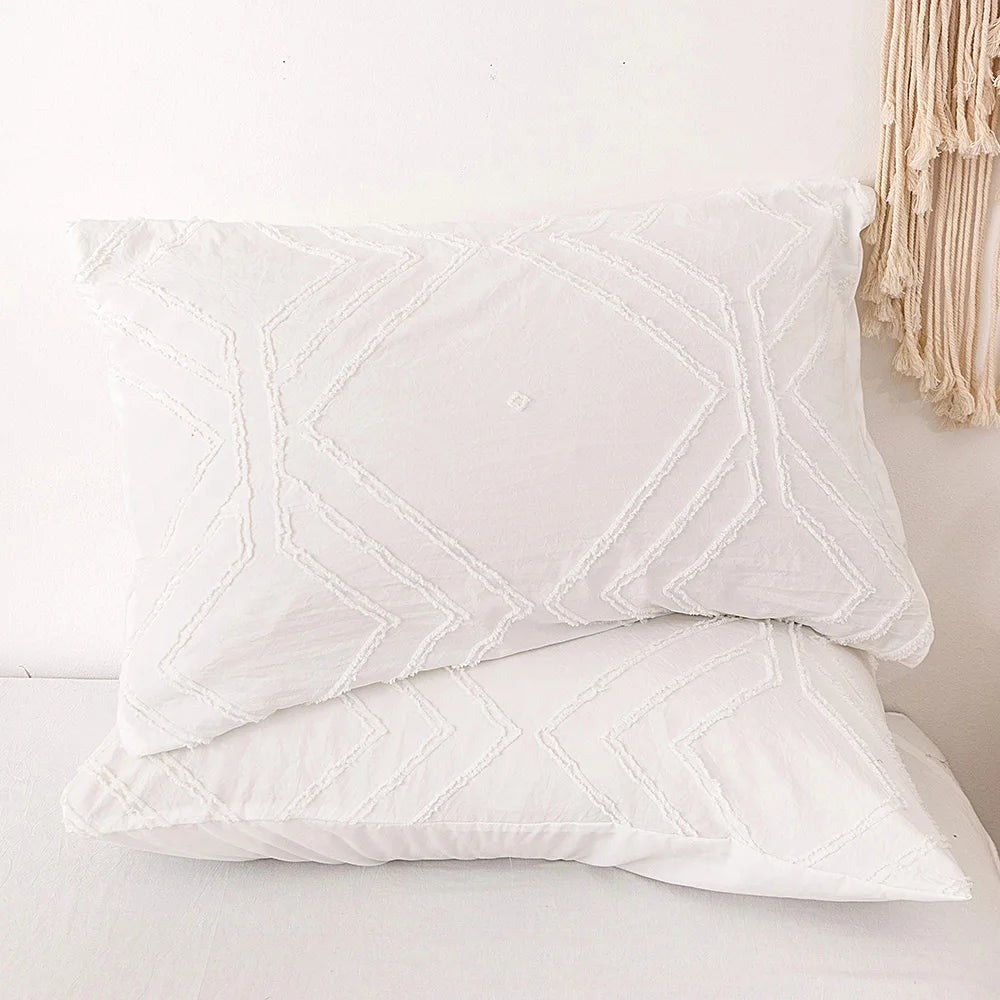 White pinch pleat duvet cover