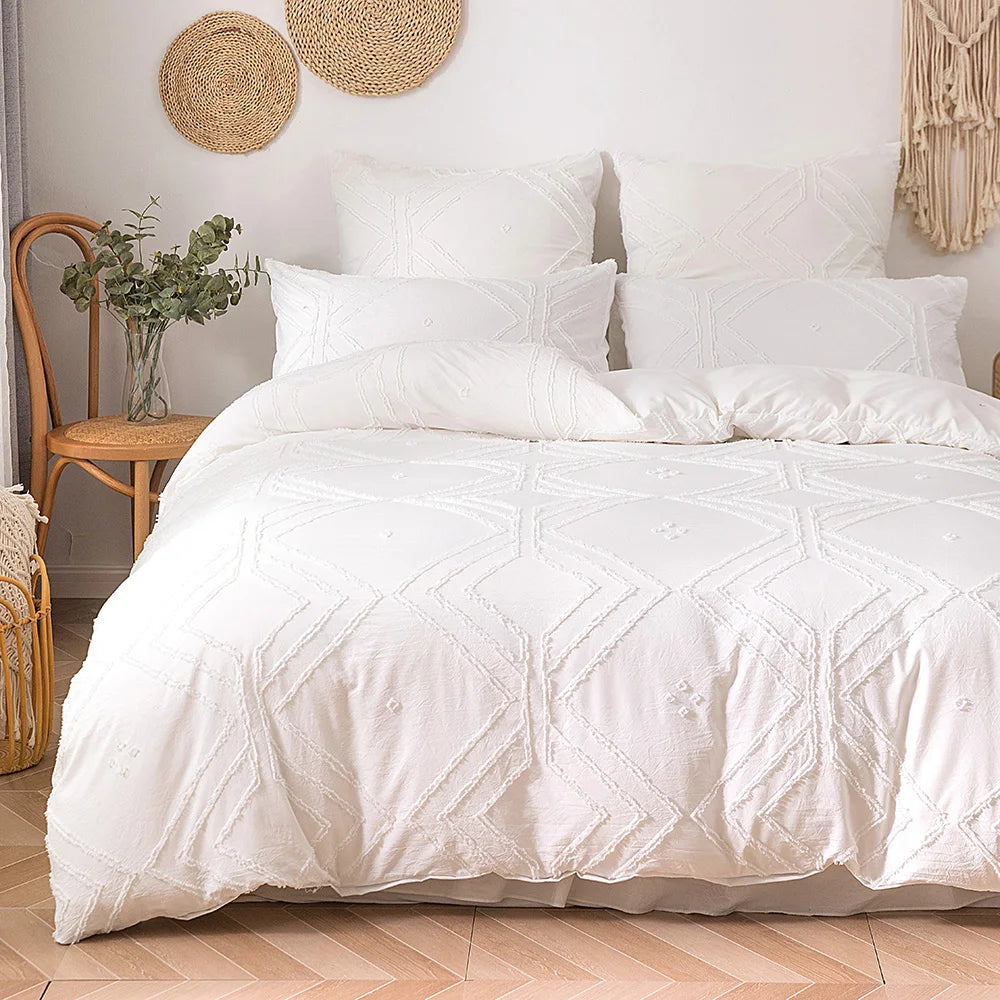 White pinch pleat duvet cover