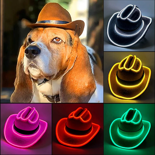 Wireless LED Pet Party Cowboy Hats