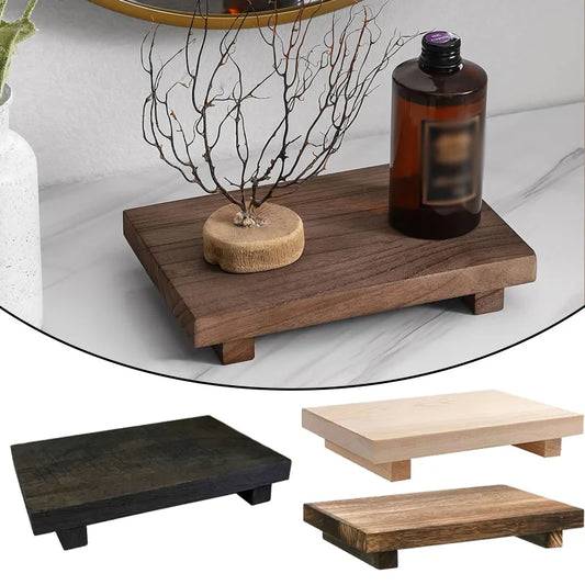 Farmhouse Style Wood Tray Pedestal Stand