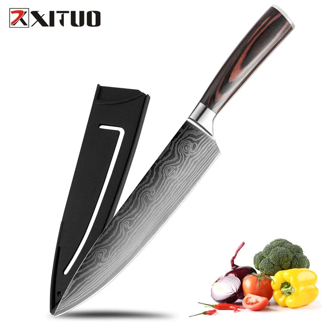 XITUO Sharp Kitchen Knives 8“ Santoku Chef Knife