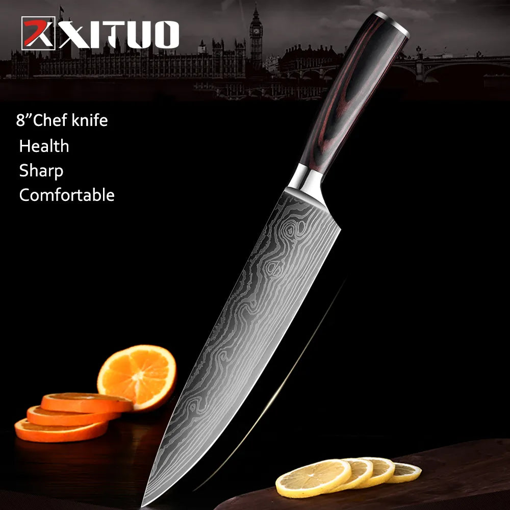 XITUO Sharp Kitchen Knives 8“ Santoku Chef Knife