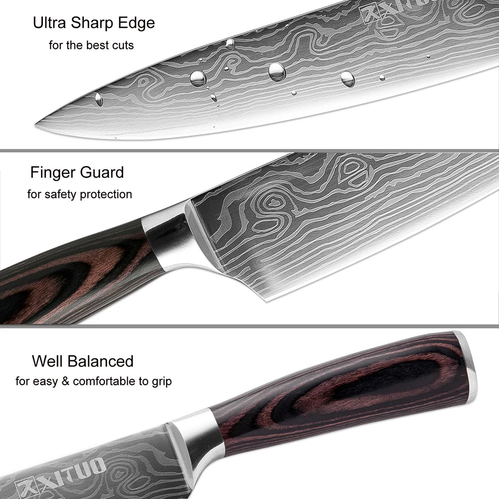 XITUO Sharp Kitchen Knives 8“ Santoku Chef Knife