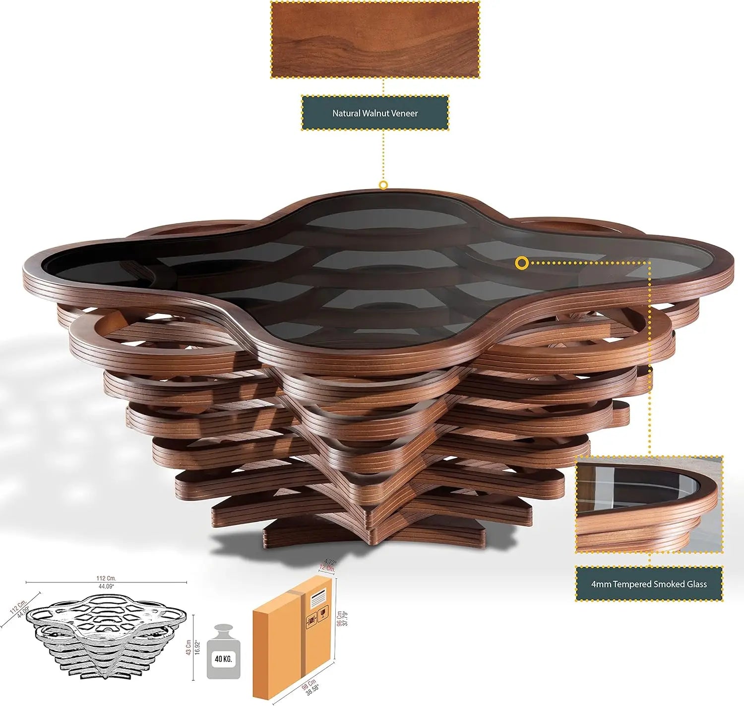 by Papella Design, Natural Walnut Veneer Coffee Tables