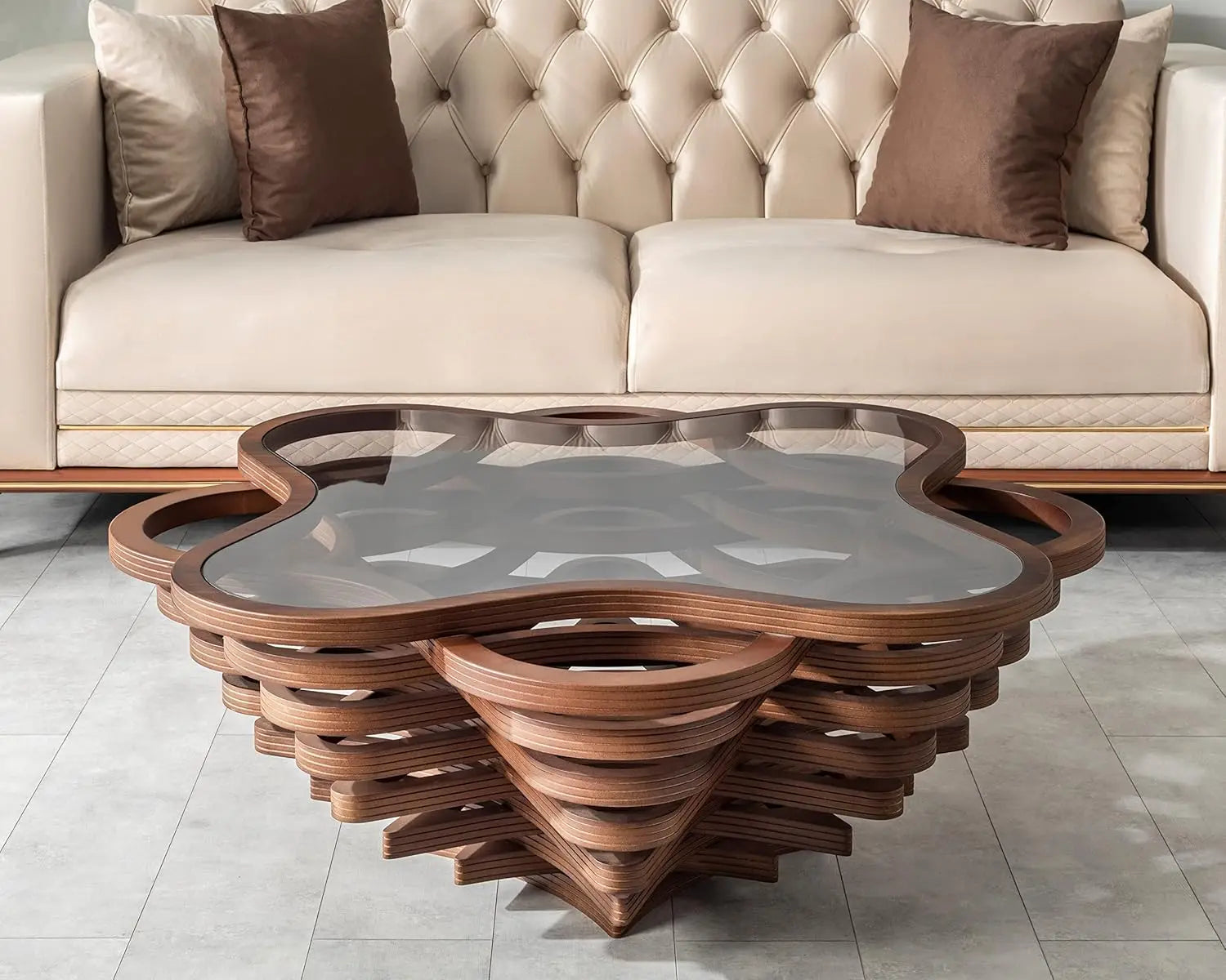 by Papella Design, Natural Walnut Veneer Coffee Tables